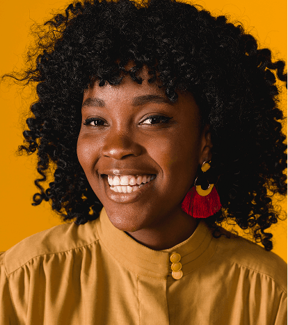 young african american woman toothy smiling